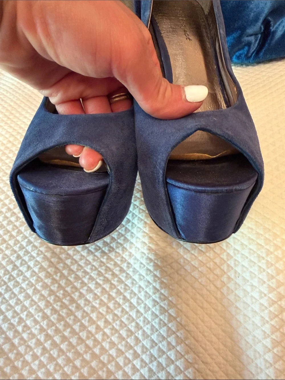 8 1/2 ZIGI girl Royal Blue Suede Peep-Toe Platform stiletto Pumps